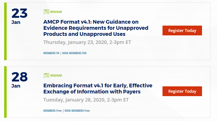 AMCP Format for Formulary Dossiers Series – Webinars